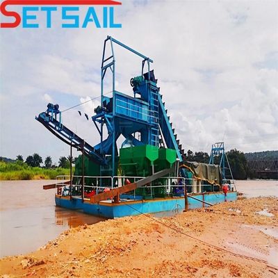 Установка парусного 100m3/Hour Bucket Chain Gold Dredger для отбора и панирования золота по доступной цене